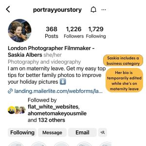 A screenshot of @portrayyourstory's Instagram Profile